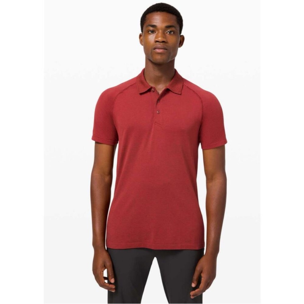 Lululemon Metal Vent Tech Polo 2.0 Short Sleeve Shirt Dark Red Sz L